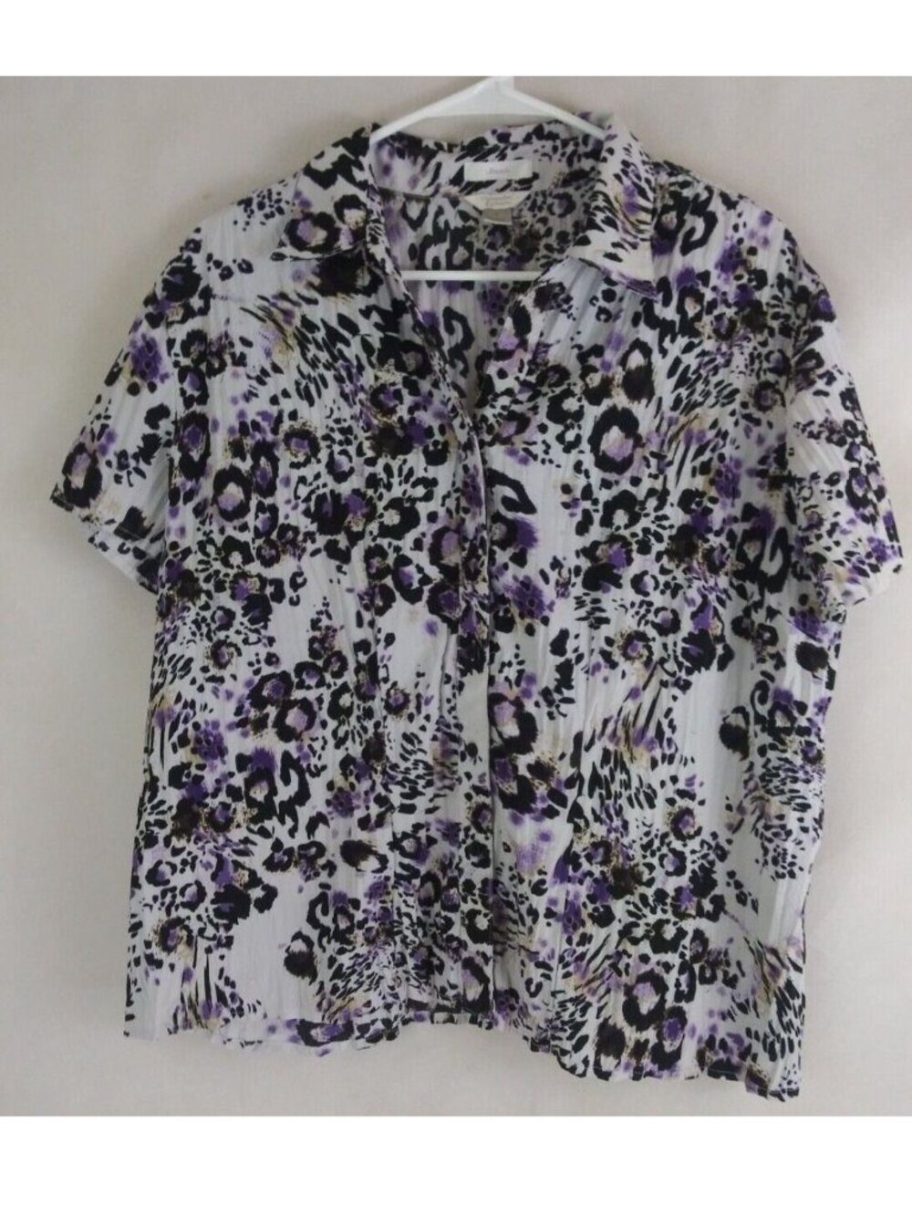 Christopher & Banks Stretch Women's Colorful Leopard Print Button-Up Shirt XL